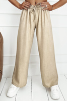 Женские брюки с широкими штанинами темно-бежевого цвета