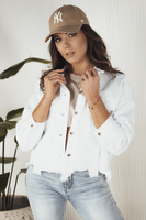 Женская джинсовая куртка oversize белого цвета