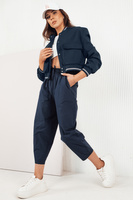 Жіноча темно-синя куртка-бомбер