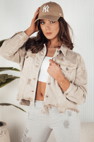 Жіноча джинсова куртка оверсайз темно-бежевого кольору